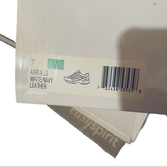 NIB Easy Spirit Romy White Navy Leather Walking Running Shoes 7W - Picture 6 of 7